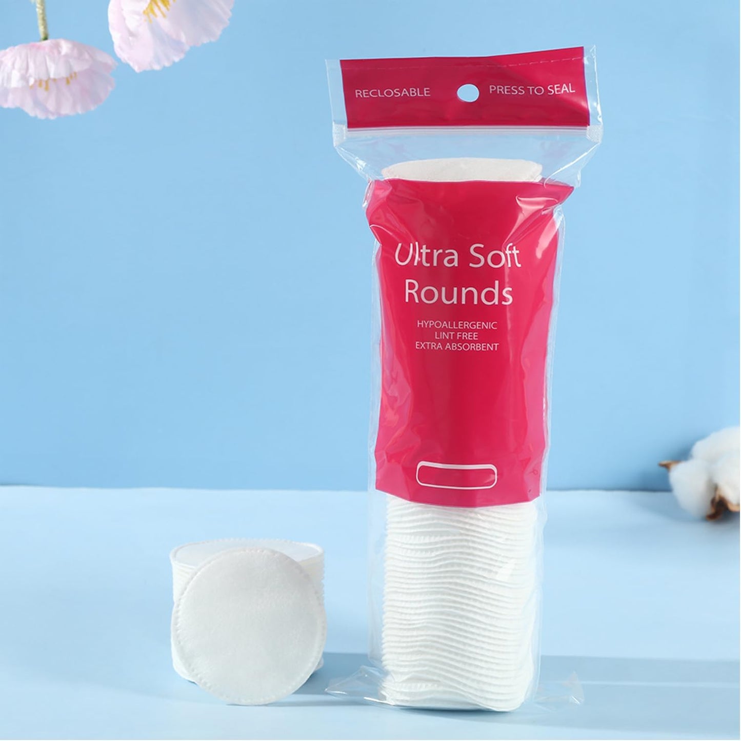 Facial Cleansing Pads - 100 PCS Soft Disposable Makeup Remover Rounds | 3-Layer for Toner & Skincare