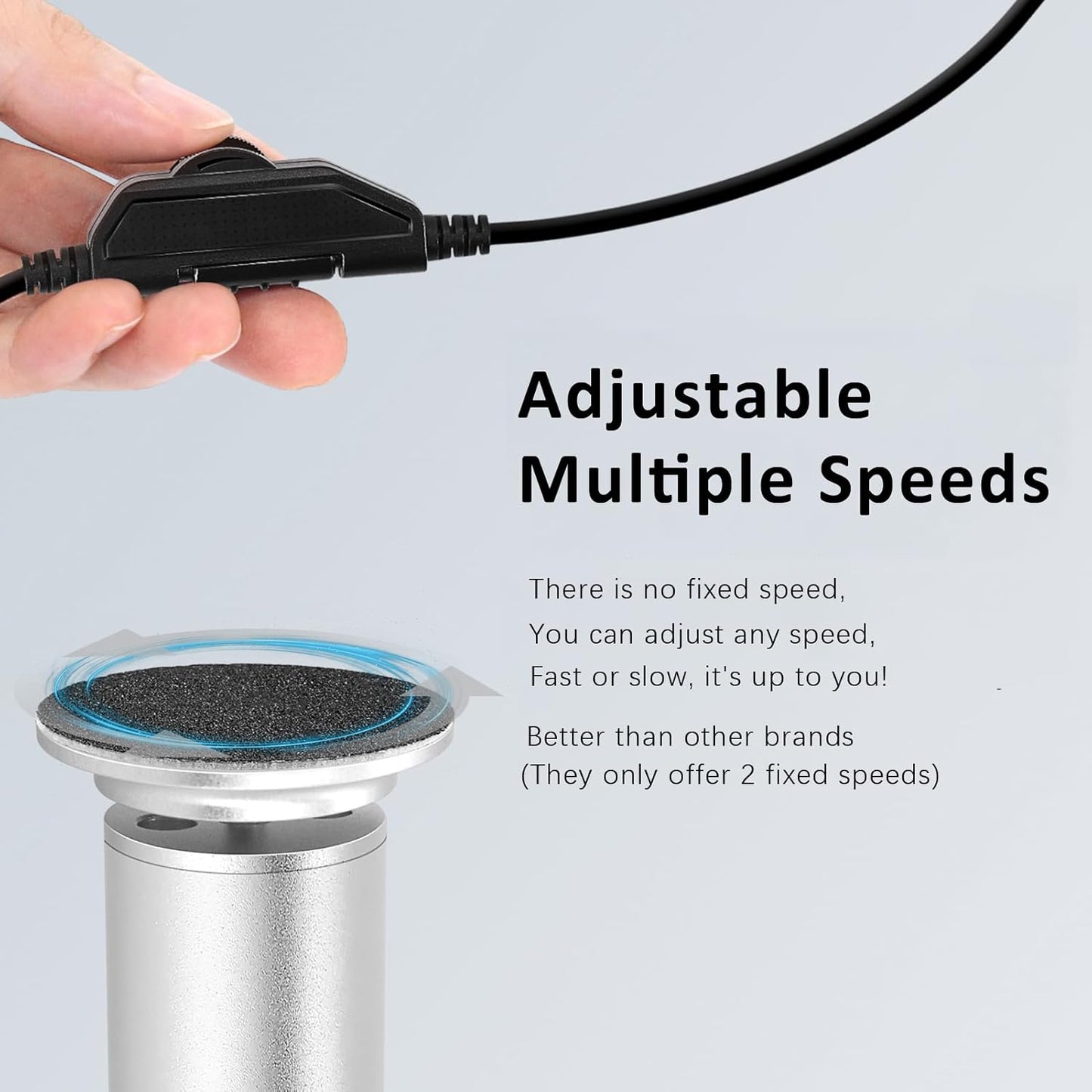 Electric Foot Callus Remover - Professional Pedicure Tool with 1200RPM Speed, Adjustable Settings & 60 Sandpaper Discs | Silver