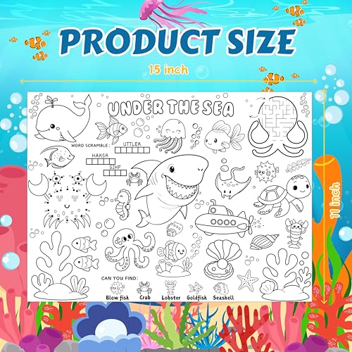 45 Under The Sea Disposable Coloring Placemats for Kids