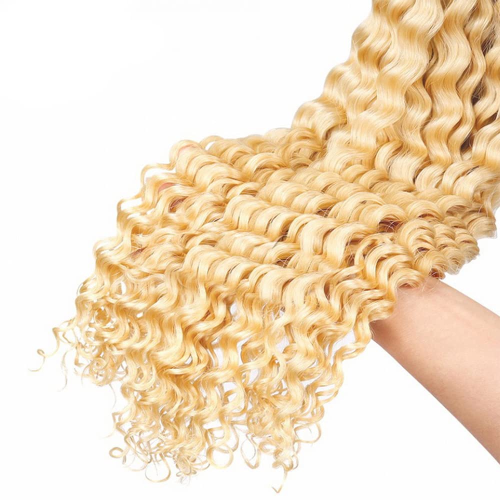 Blonde Human Hair Bundles 613 Deep Wave Bundle Blonde Deep Wave Hair Extensions 24 26 28 Inch Brazilian Virgin Remy Hair 3 Bundles