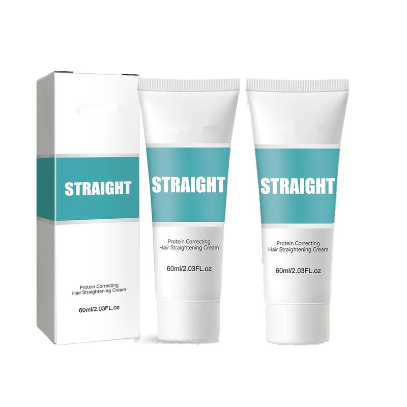 Protein Hair Straightening Cream - Silk & Gloss Formula for Curly Hair | 2-Pack