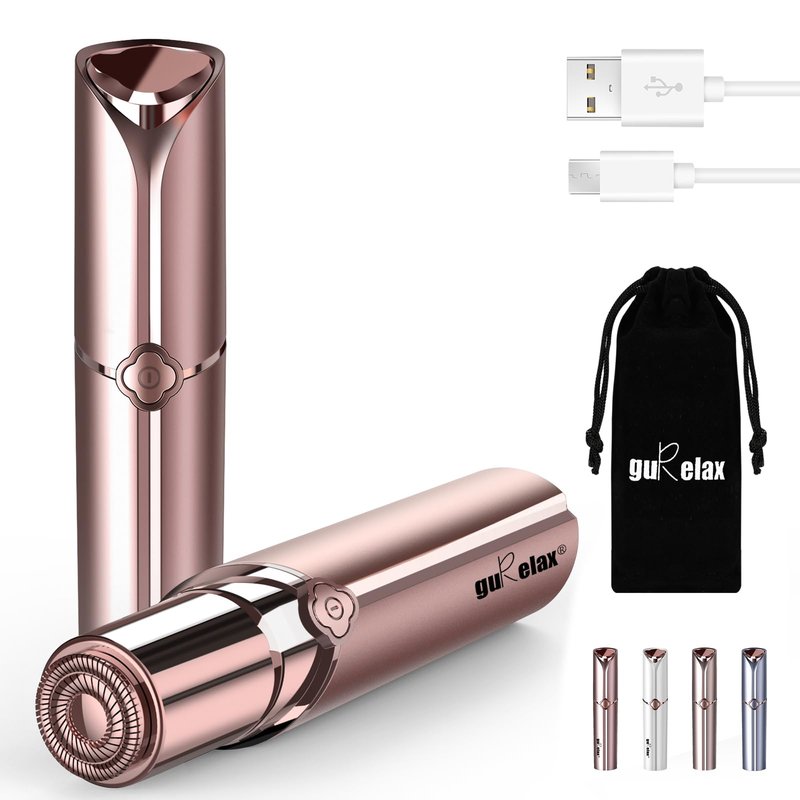 Gurelax Facial Hair Remover for Women, Electric Face Shaver, Painless Lip & Chin Removal, Rechargeable Device with Velvet Bag