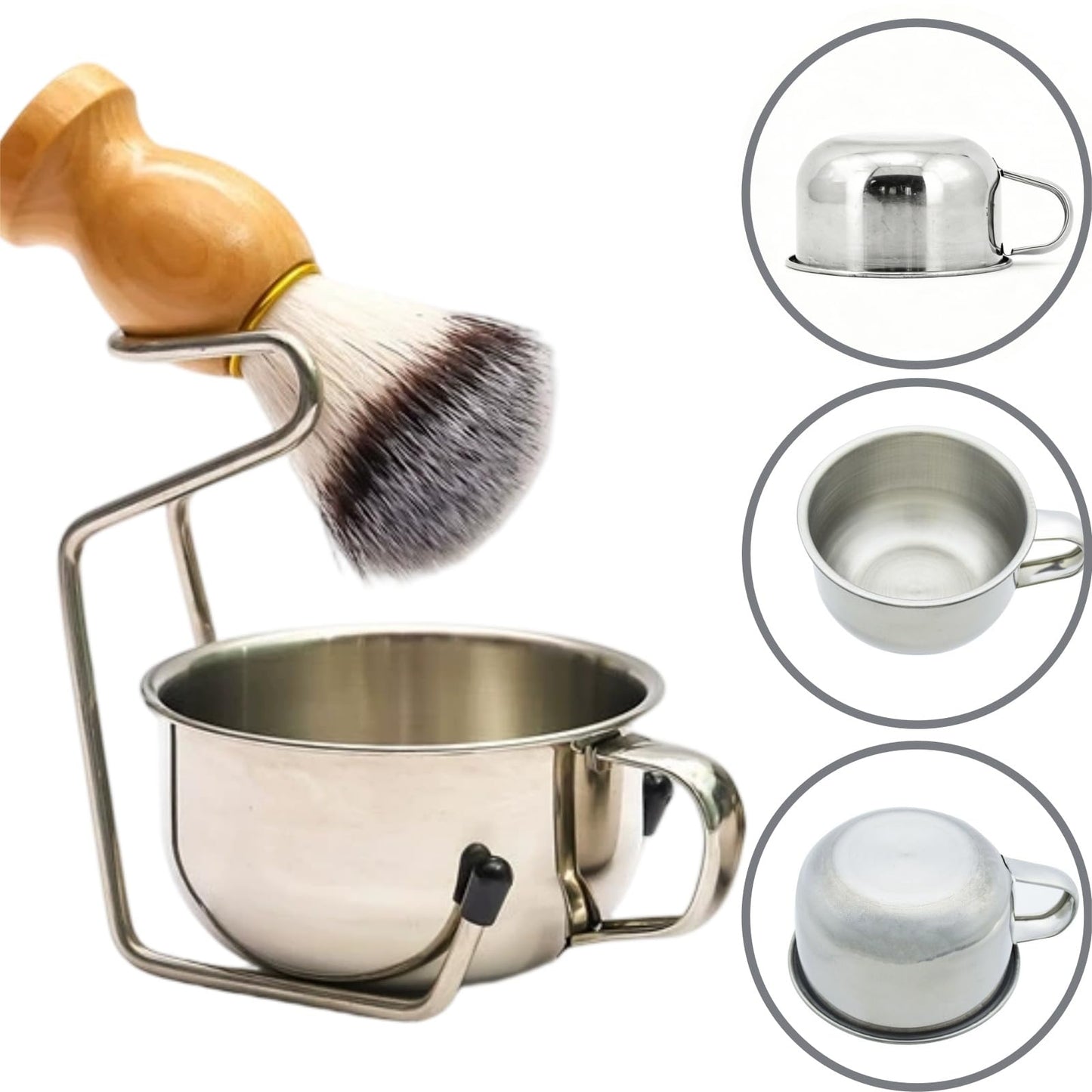 shjaywmda 2Pcs Shaving Lather Bowl Premium Stainless Steel Grooming Mug Shaving Bowl Cup with Handle for Beard Care and Traditional Grooming Rituals