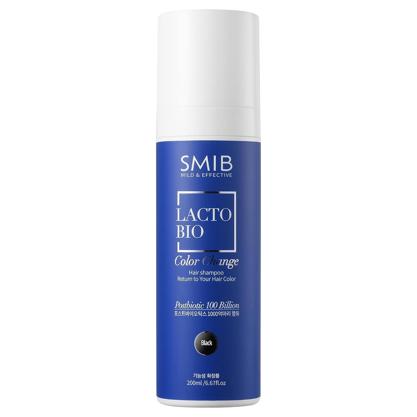 Lactobio Hair Dye Shampoo - Gradual Gray Reduction with Probiotics | Gentle Korean Formula for Daily Use (6.76 fl oz) | Black