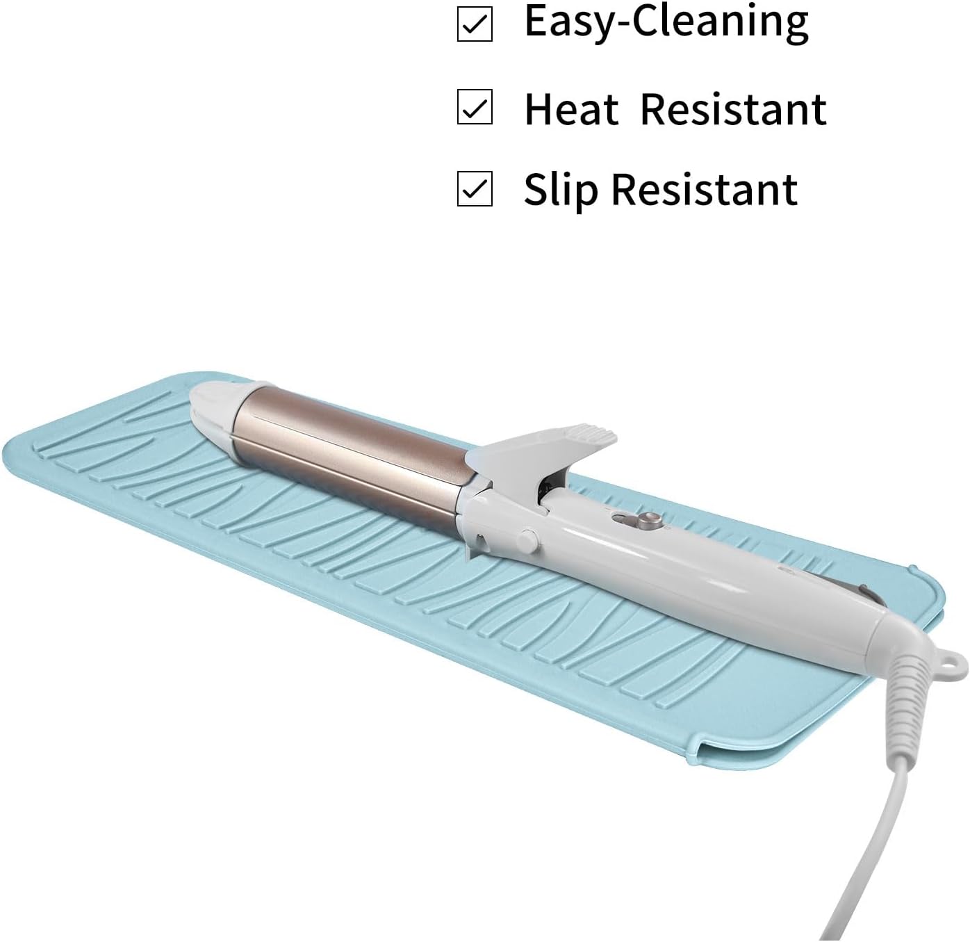 Silicone Heat Resistant Mat for Hair Styling Tools - Grey Flat Pouch | 11 x 5.3 Inches, 480°F