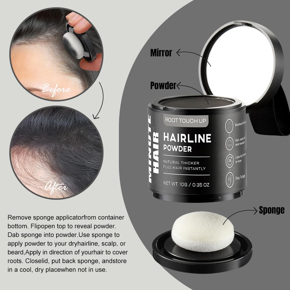 Minute Hairline Powder - Auburn Root Touch Up Hair Color for Gray Coverage | 10g Bald Spot Concealer for Men & Women