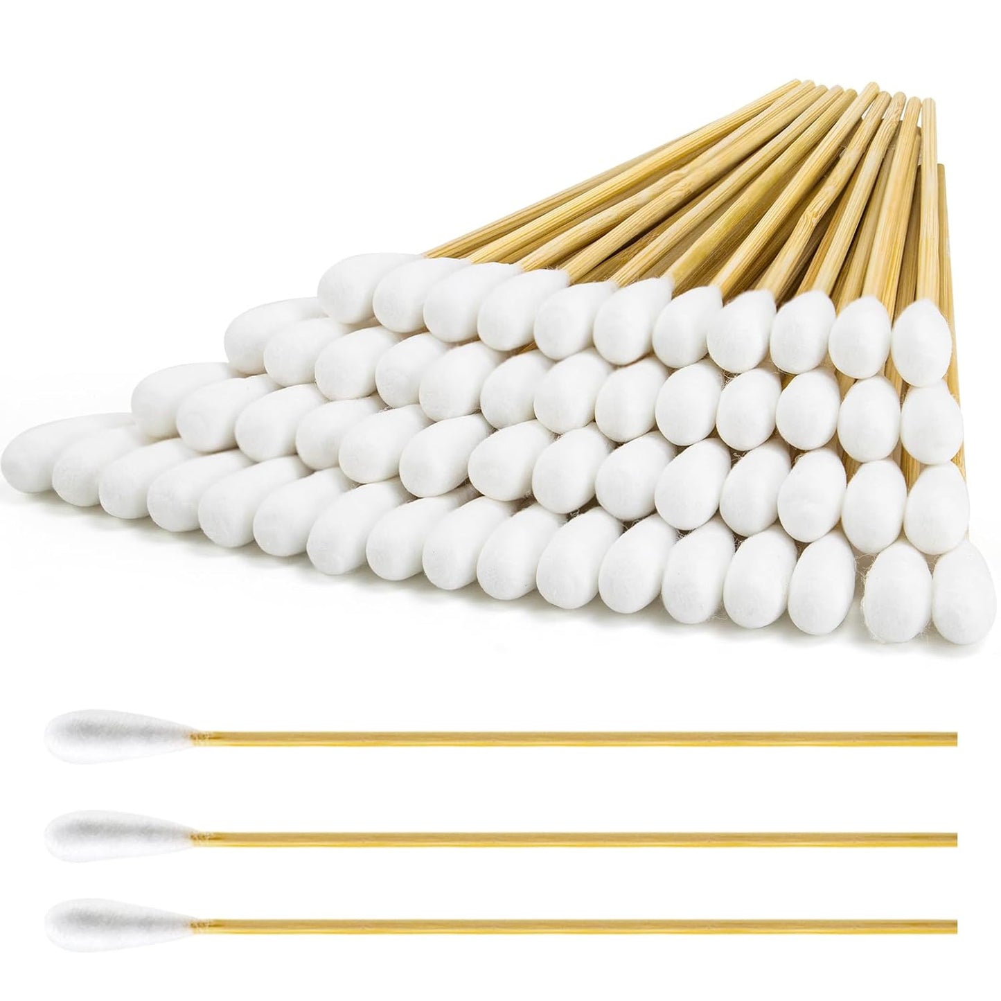 500PCS Cotton Swabs - Long Wooden Sticks, Lint-Free & Highly Absorbent Applicators for Makeup, Pet Care | Ideal for Home Cleaning