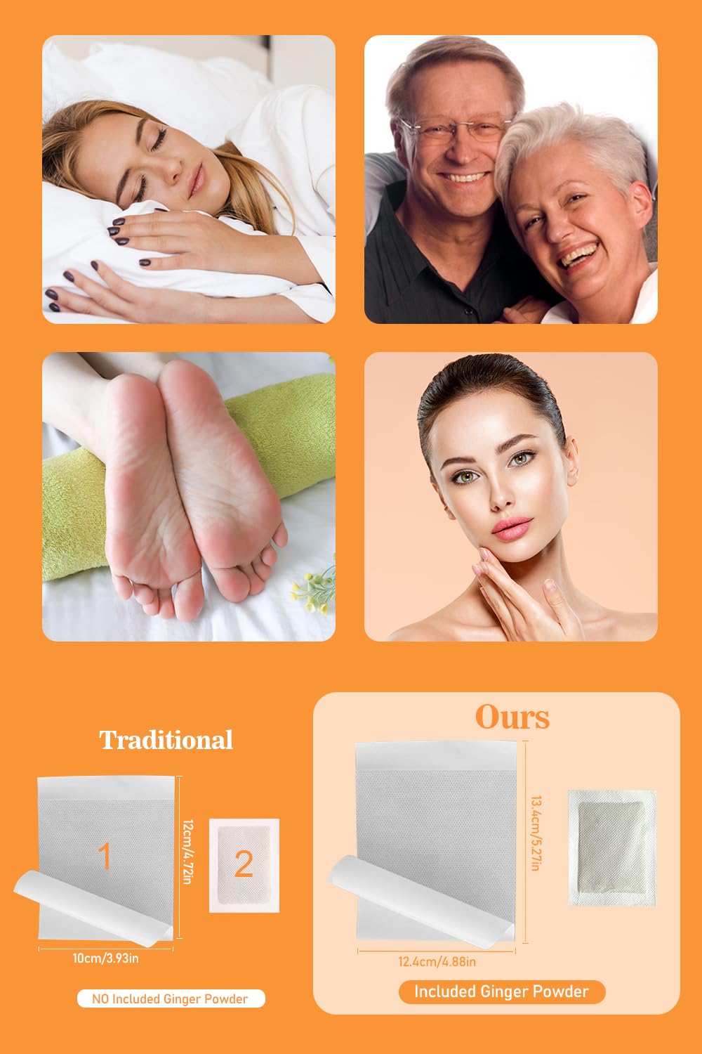 TEWEAE Foot Pads, Ginger FootPads, Natural Ginger Powder Bamboo Vinegar Foot Patches to Feel Better, Sleep Better & Relieve Stress, 20 Packs.