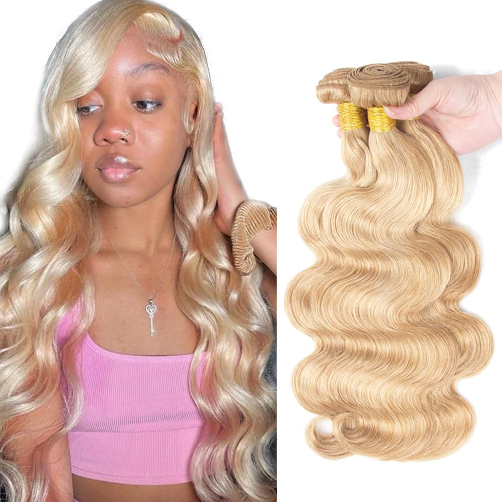 28 30 32 inch Blonde Bundles Human Hair 613 Body Wave Bundles P27613 Human Hair Bundle Two Tone 613 and 27 Color