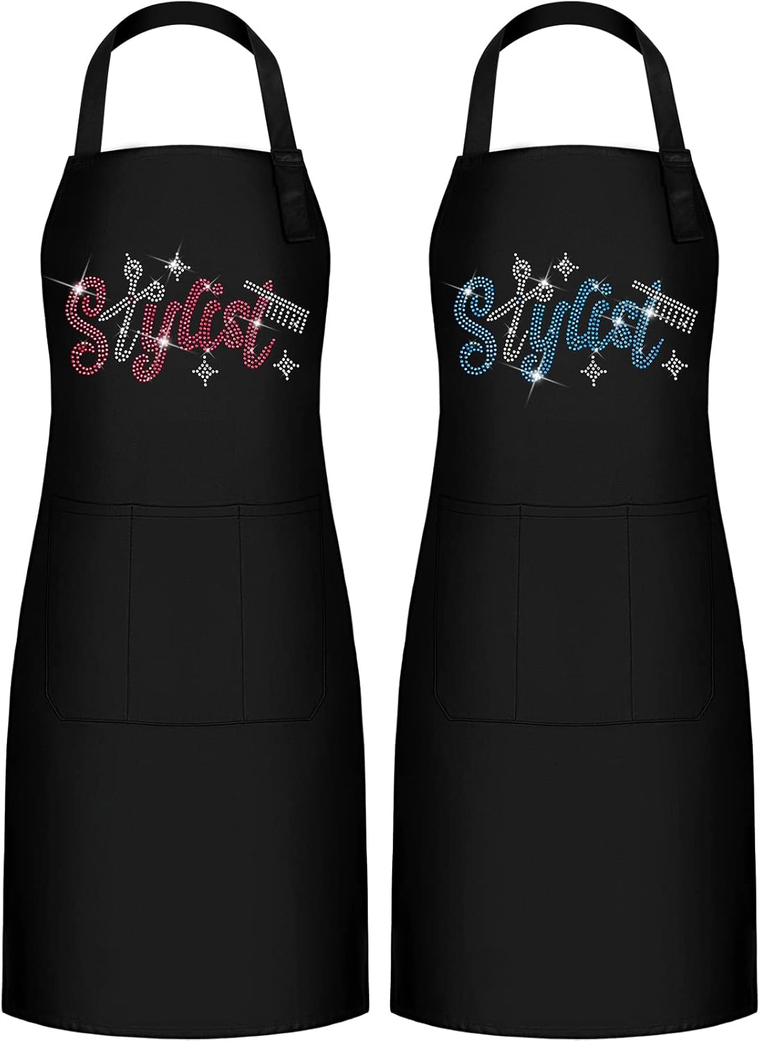 Hair Stylist Apron - Waterproof Salon Apron with Rhinestone Detail & 3 Pockets | 2 Pcs Set