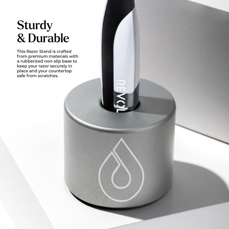 Revolv Razor - Razor Stand - Durable Razor Holder with Rubberized Non-Slip Base - Keeps Blades Clean, Dry & Upright -Opening measures 3/4 of an inch. Compatible with Most Cartridge Razors