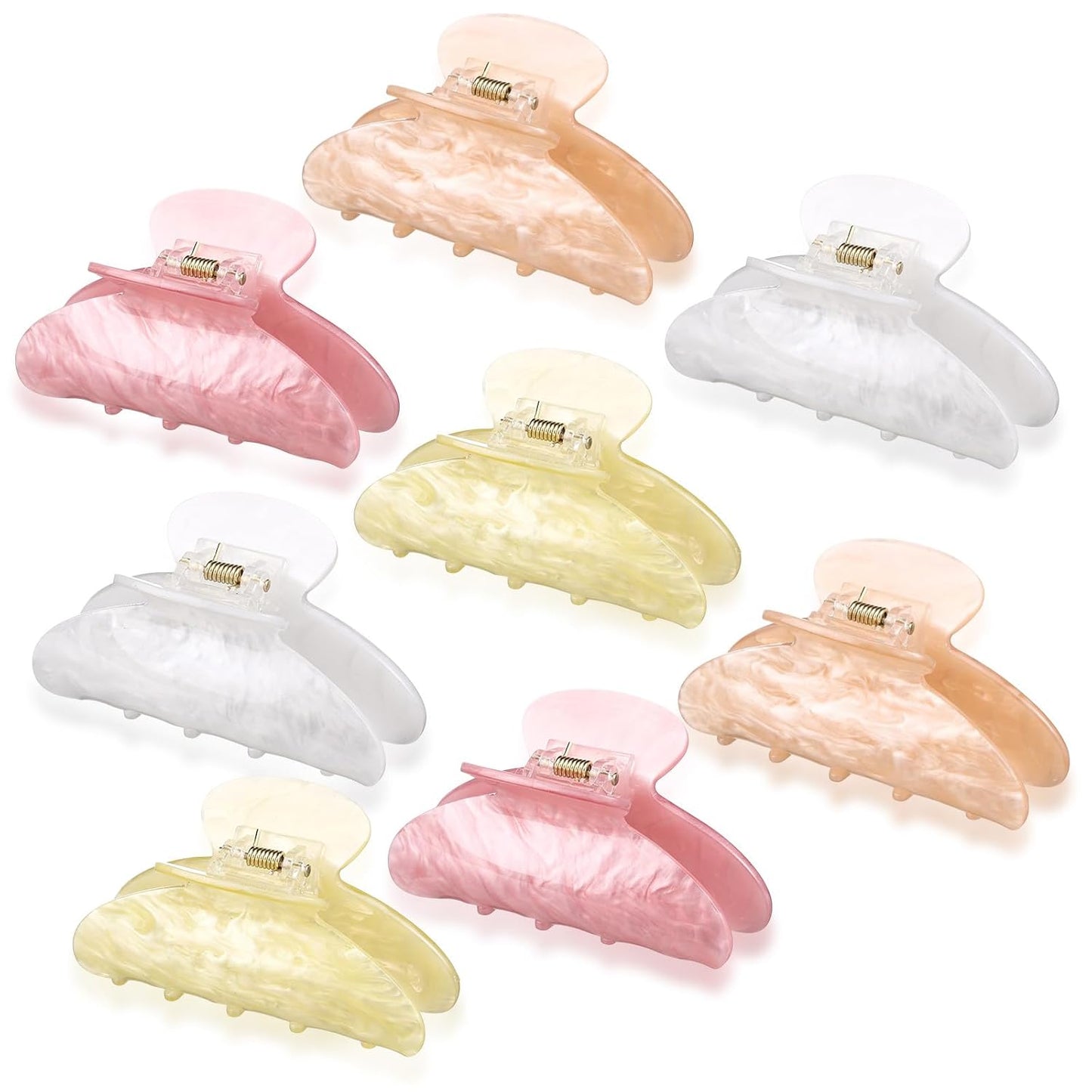 Large Acrylic Hair Claw Clips for Women - 8 Pcs Non-Slip Strong Hold | French Turquoise Color