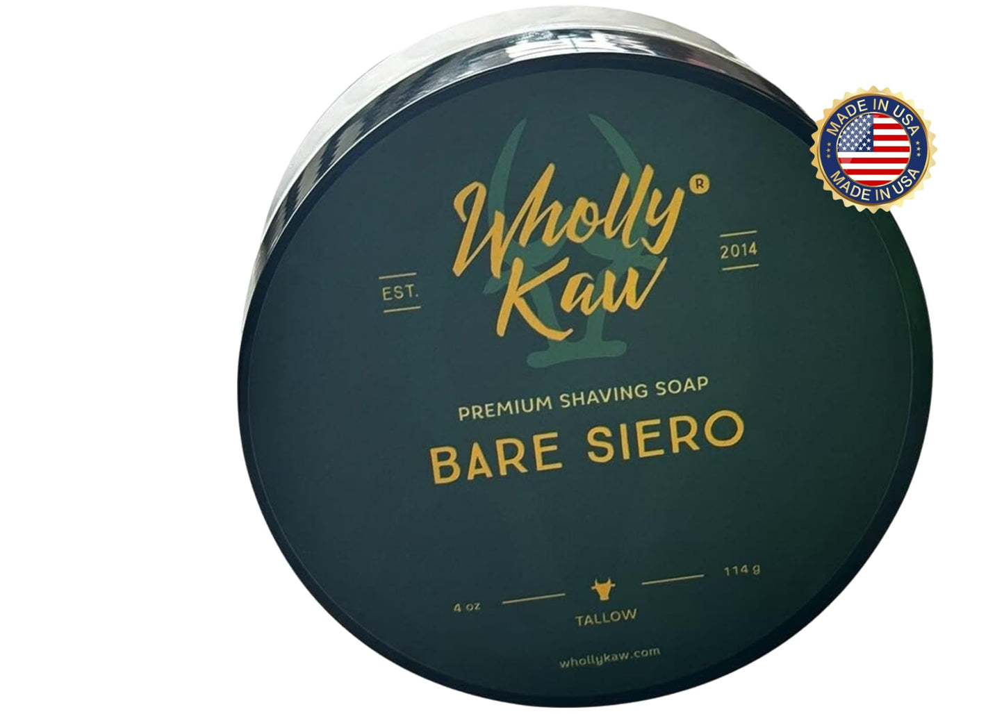 WhollyKaw Unscented Suitable for Sensitive Skin Bare Siero Tallow Shaving Soap Enriched with Donkey Milk, Water Buffalo Milk, Whey Proteins, Omega 3, Hops Extract No Essential Oils No Fragrance.