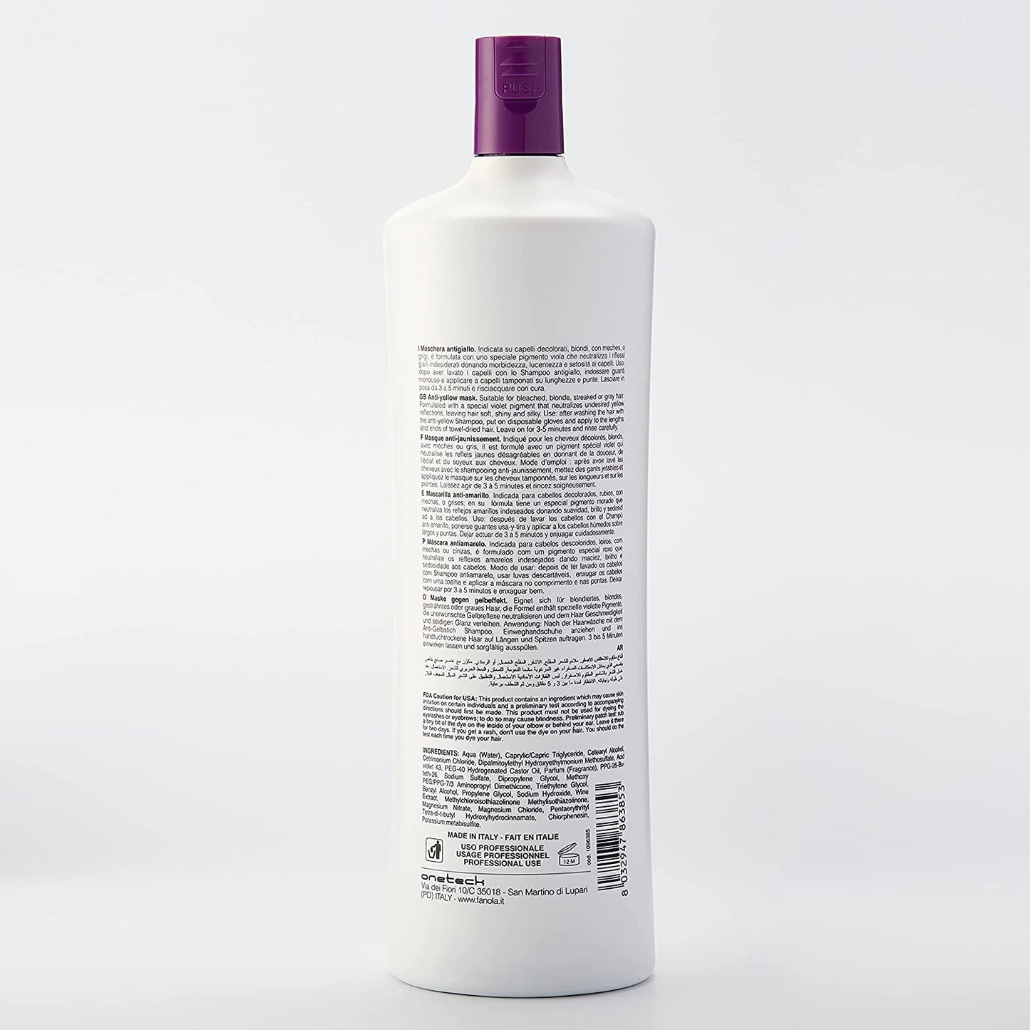 Fanola No Yellow Purple Hair Mask - Deep Conditioning for Blonde & Grey Hair | 33.8 Fl Oz