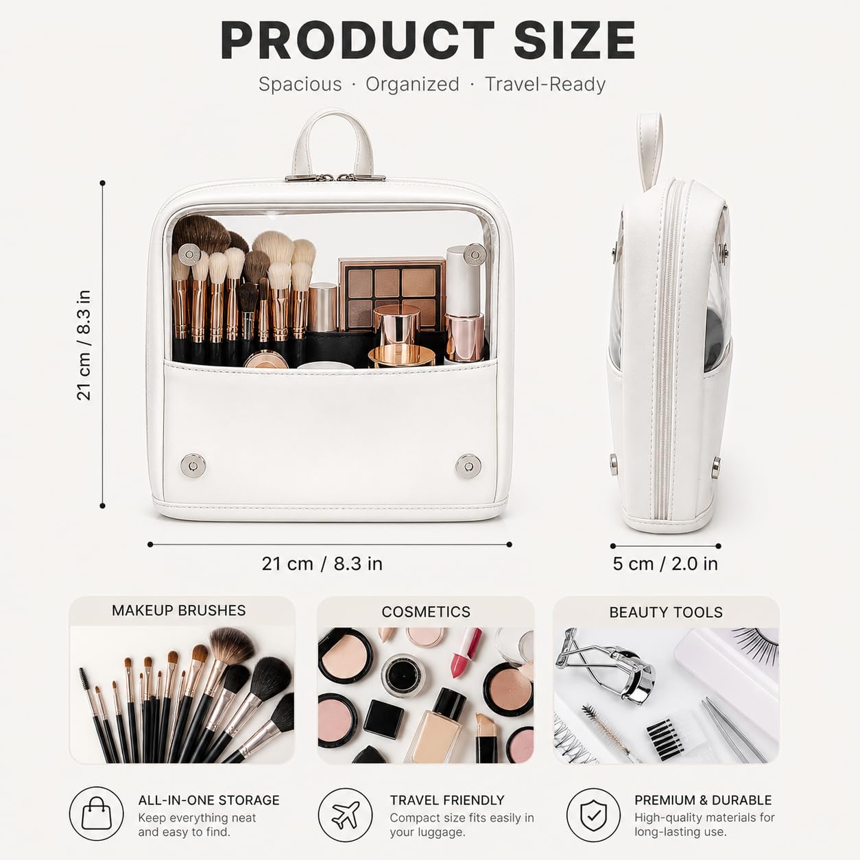 YDR Clear Makeup Brush Bag, High Capacity Stand Up Makeup Brush Holder, Travel Professional Cosmetic Brush Organizer Case, Foldable Makeup Tool Bag for Women and Artists
