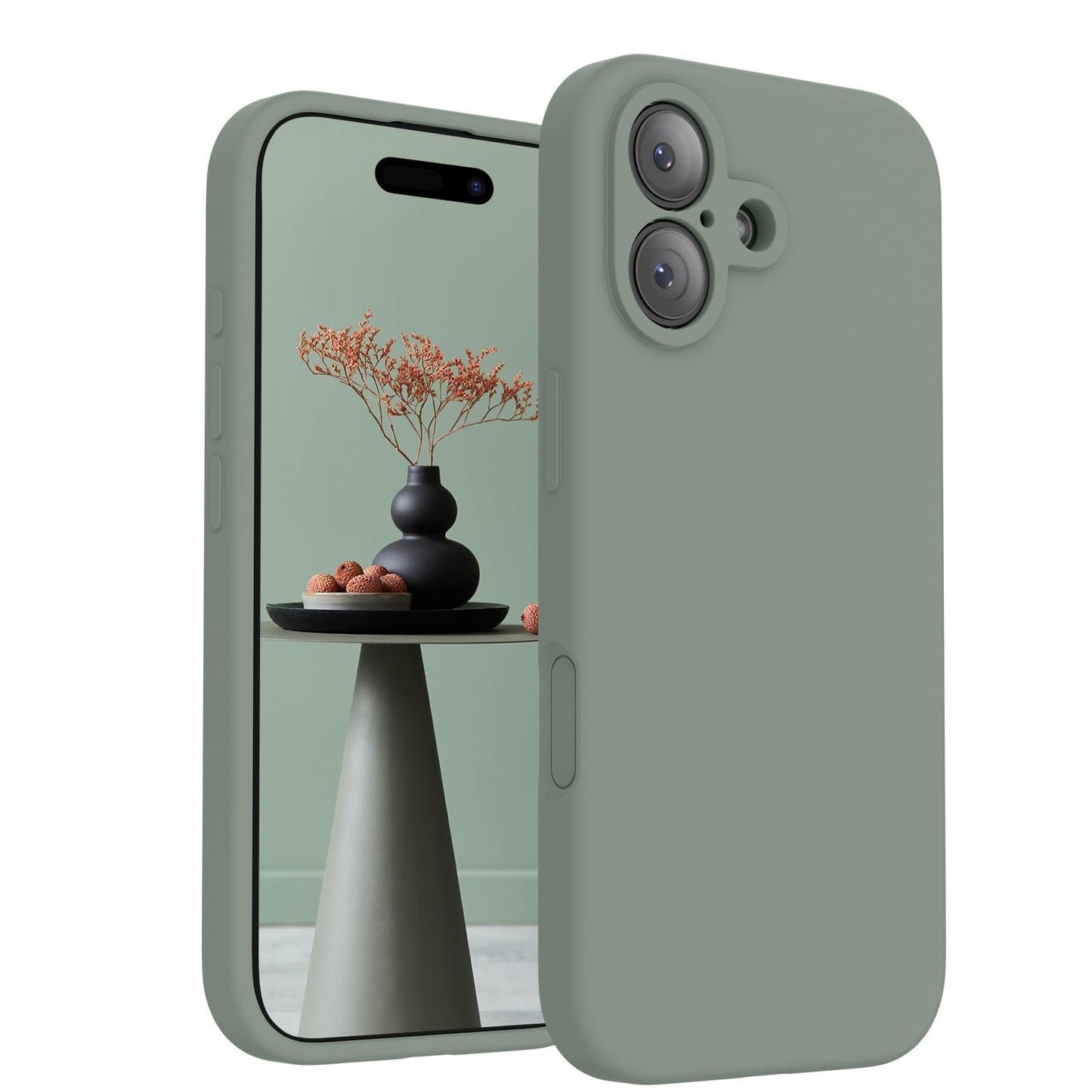 FireNova Magnetic for iPhone 17 Case, Compatible with MagSafe, [Integrated Silicone Camera Control Button] [Camera Protection] Anti-Scratch Microfiber Lining Phone Case, 6.3", Calke Green