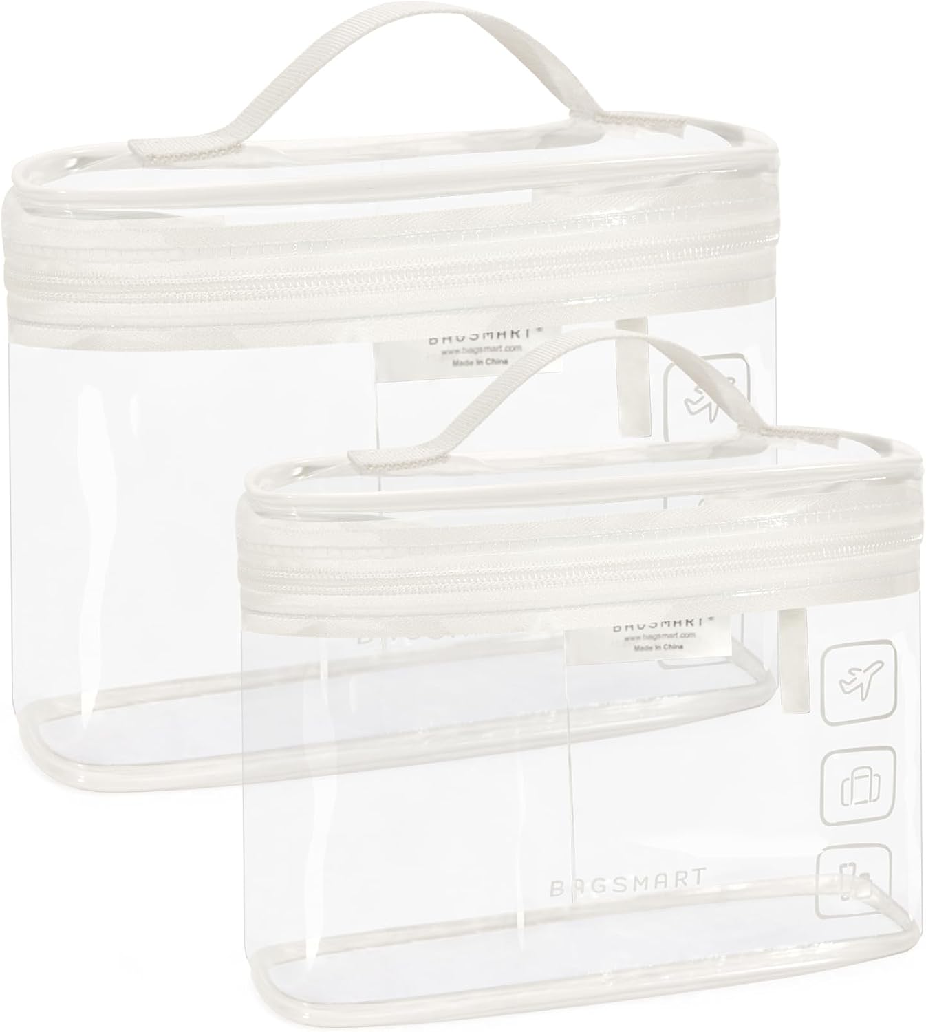 BAGSMART TSA Approved Toiletry Bag - 2 Pack Clear Makeup Organizer | Quart Size Travel Essentials, Black