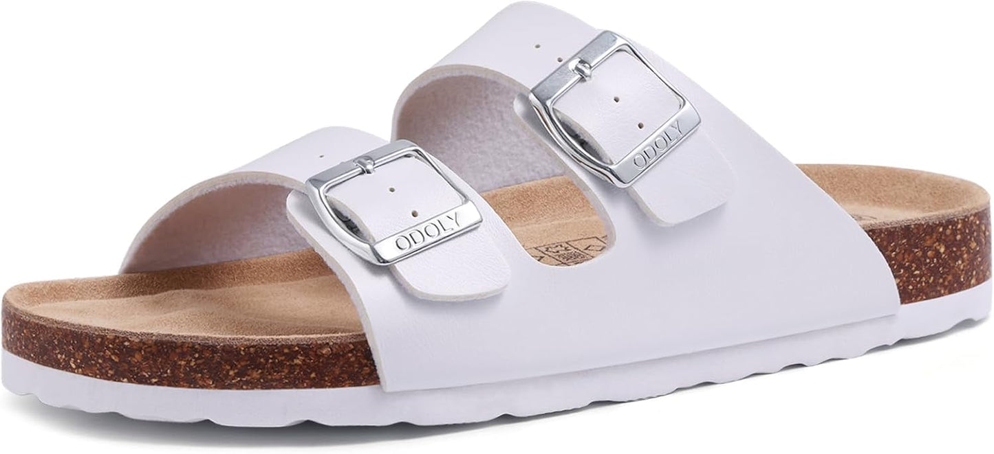 Cork Footbed Slide Sandals - Unisex Summer Outdoor Sandals with Arch Support & Adjustable Buckle | Comfortable Fit
