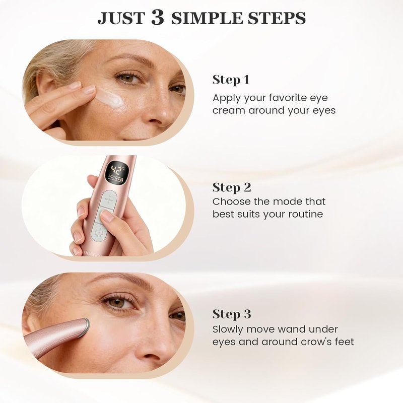 Eye Lift Wand - Heated Eye Massager for Dark Circles & Puffiness | Champagne Gold