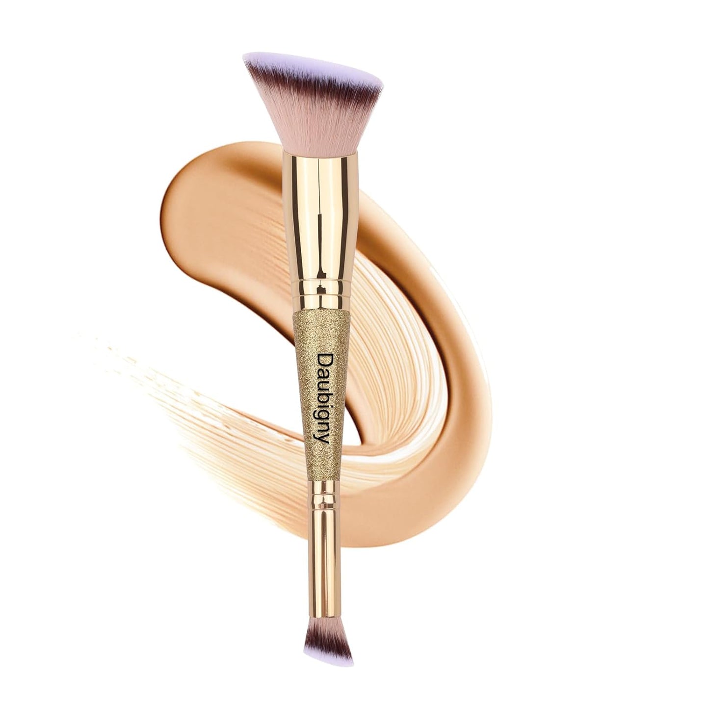 Dual-Ended Foundation & Concealer Makeup Brush - Premium Luxe Hair for Flawless Blending | Angled Design