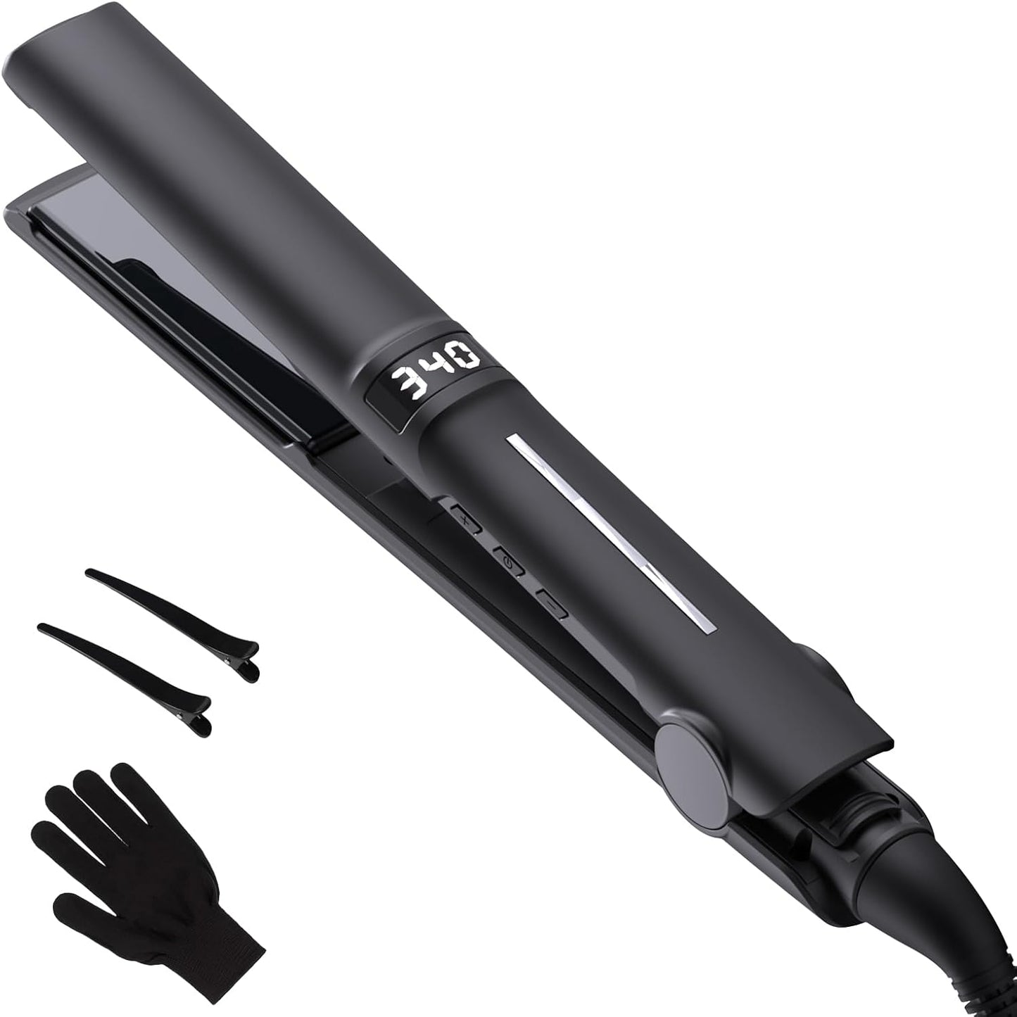 Ceramic Hair Straightener Flat Iron - 1 Inch Travel Size, Fast Heat, LED Display | 11 Temperatures, Dual Voltage, Frizz-Free Styling