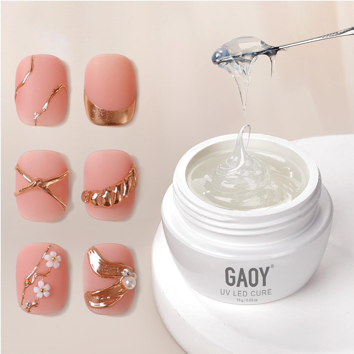 3D Sculpting Gel for Nail Art - Semi-Solid Modeling Gel for Chrome Powder & Rhinestones | No Wipe