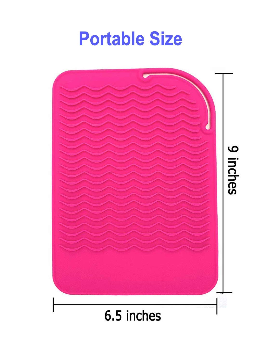 Heat Resistant Mat for Curling Iron & Hair Tools - Food Grade Silicone, Pink | 9" x 6.5"