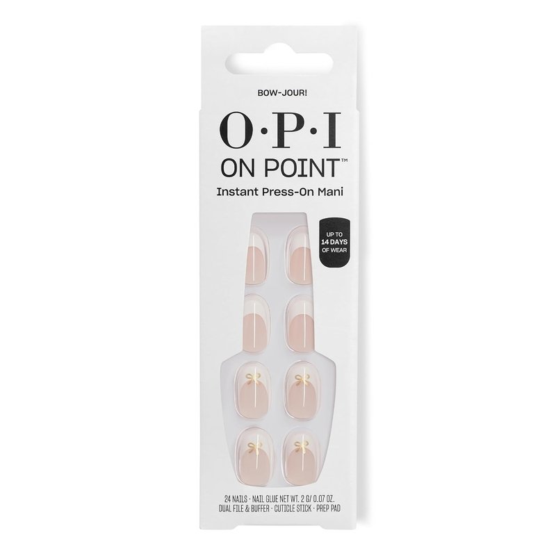 OPI Press On Nails - Short Round & Squoval Accent Nail Art | 24 Count with Glue | Long Lasting, Reusable