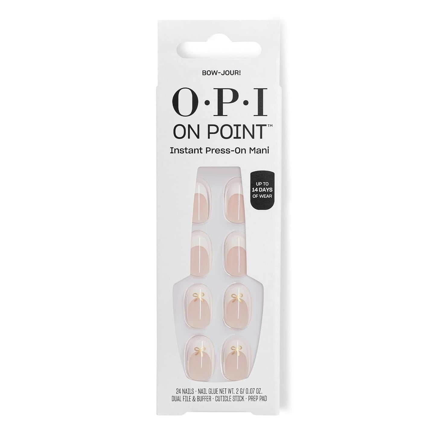 OPI On Point Press On Nails - Short Round & Squoval Nail Art | 24 Count with Glue | Long-Lasting & Reusable