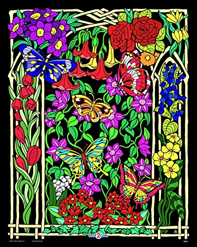 Stuff2Color Velvet Butterflies and Flowers Coloring Poster - 16x20