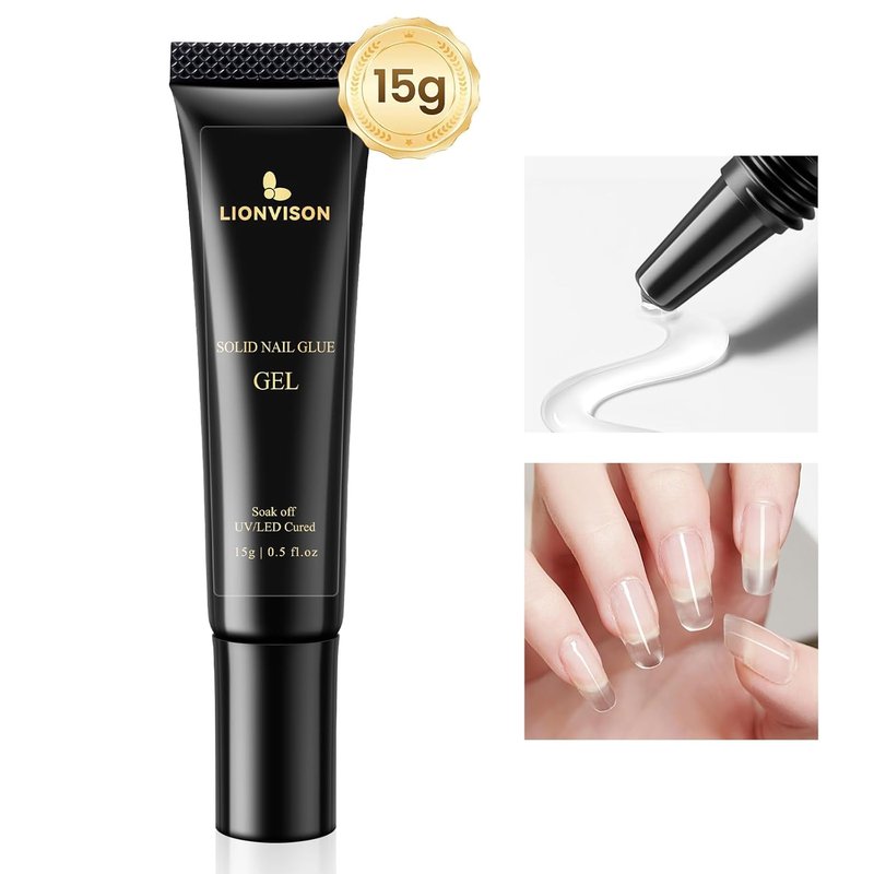 Gel Nail Glue Adhesive - Long-Lasting 28+ Days Bond for Press-On Nails & Extensions | 15g Bubble-Free Solid Gel