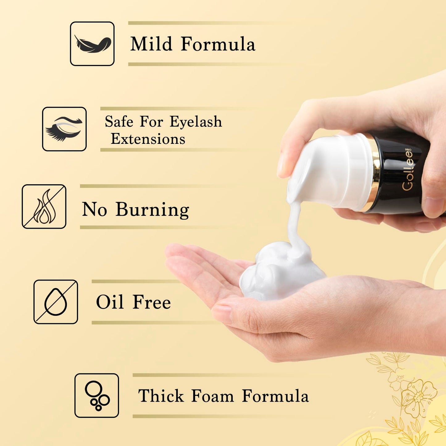 Lash Shampoo -100 ML Eyelash Shampoo Eyelash Extension Cleanser for Lash Extensions with Brush Eyelash Wash for Extensions & Natural Lashes/Paraben & Sulfate Free Safe Makeup Remover