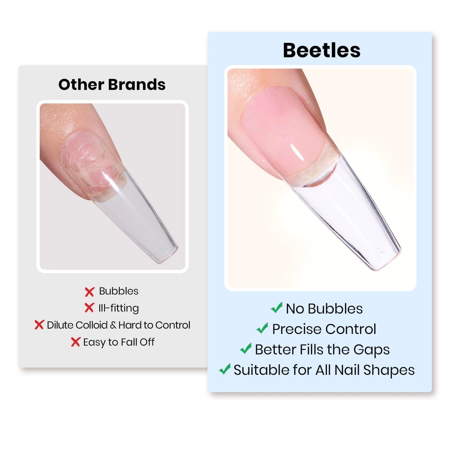 Beetles 30g Solid Nail Glue Gel for Nail Tips Clear Press On Nails, Beginner-Friendly, Hard Gel for Nail Extension & 3D Sculpting Nail Art, UV & LED Cured