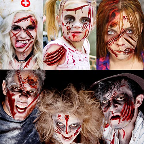 VANTATY Fake Scars Tattoo Kit - 215+ Temporary Halloween Wound & Stitch Designs