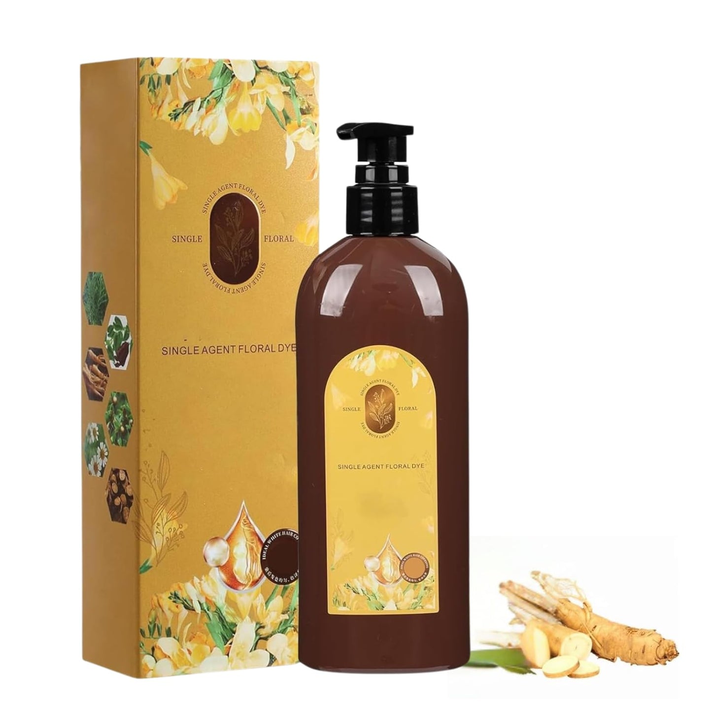 300ml Nourishing Plant-Based Hair Color, Single Agent Floral Dye, Long-Lasting Natural Hair Dye (Chestnut Brown)
