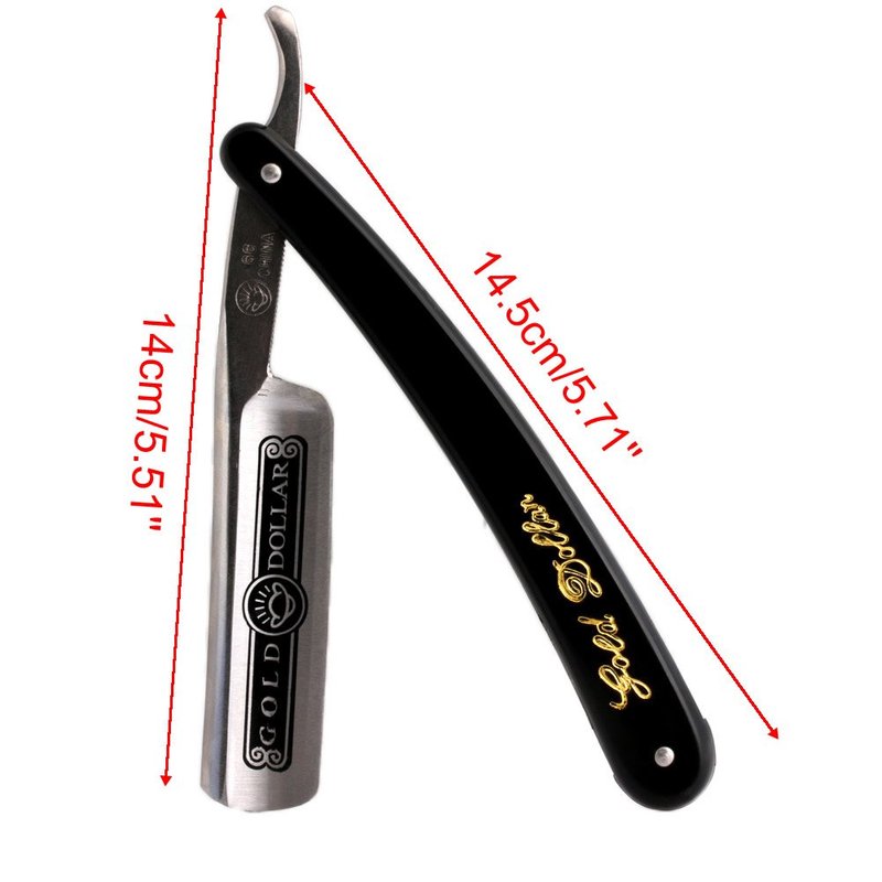 Tangc Pro Gold Dollar Shave Knife 66 Straight Edge Barber Razor Folding Hair Shaving