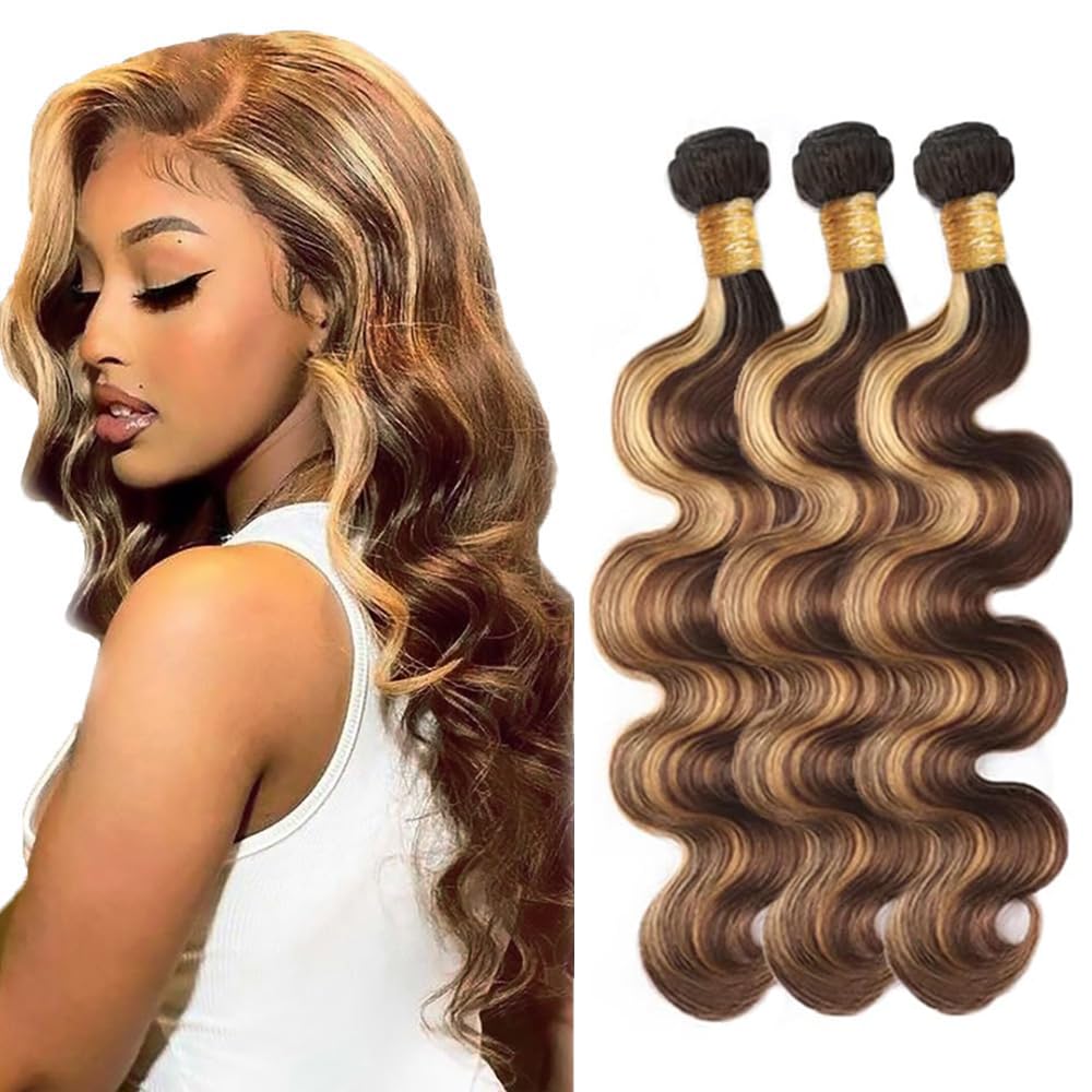 300g Color 27 Bundles Human Hair Blonde Body Wave Bundle Highlight 3 Bundles 26 28 30 Inch Brazilian Virgin Hair Extensions