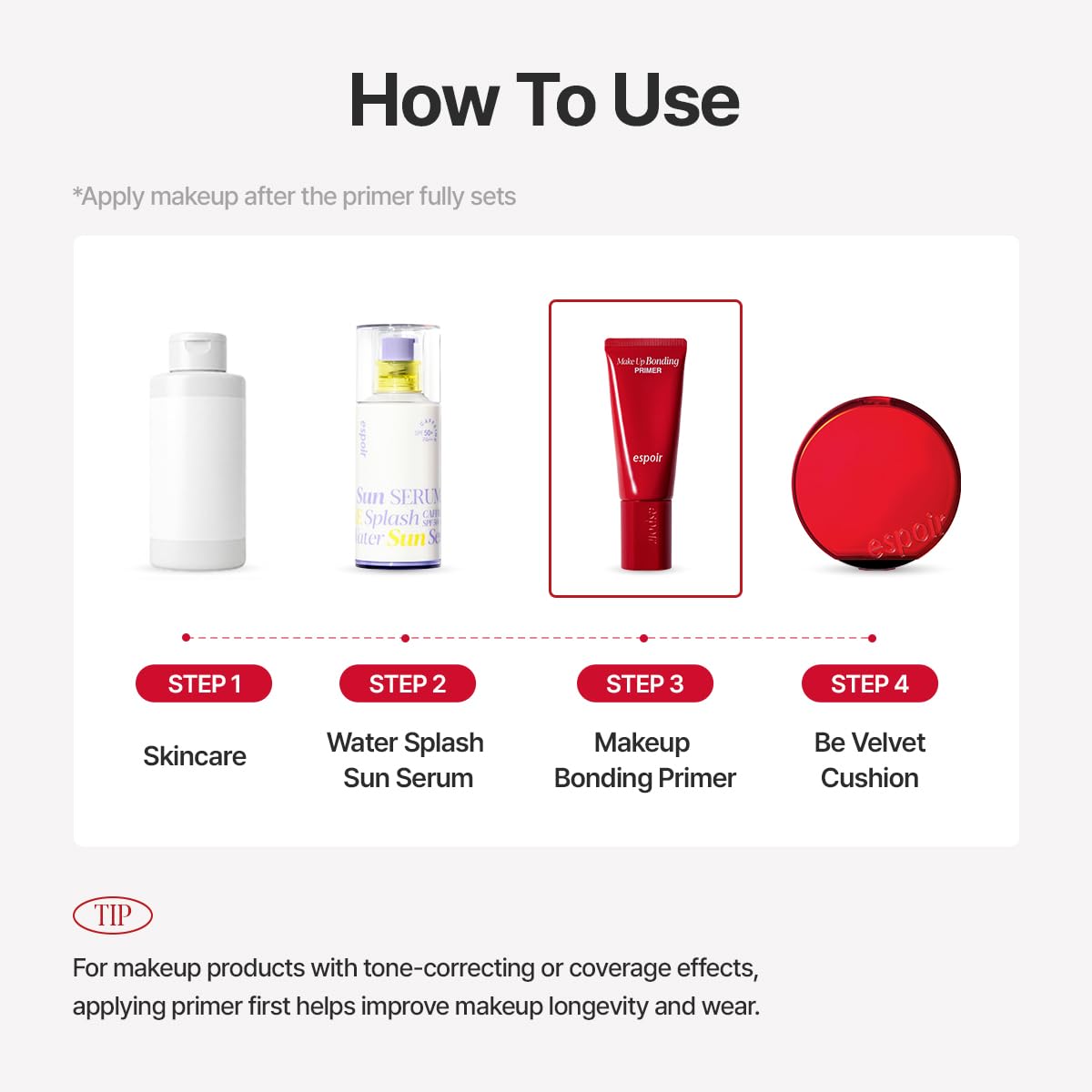 Espoir Bonding Primer for Makeup, Hydrating & Blurring Primer for Smooth, Long-Lasting Makeup Base, Lightweight Non-Greasy Formula for Oily, Vegan, Korean Makeup, Festival Essentials, 37g