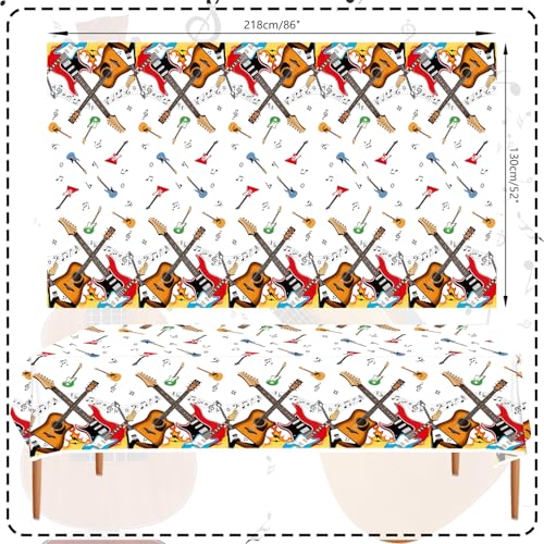 Guitar Music Theme Tablecloths - 4 Pack for Birthday Parties