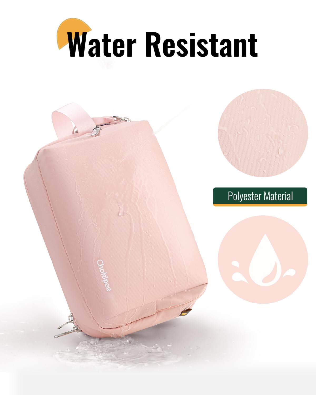Chakipee Toiletry Bag for Women - Travel Toiletries Organizer Dopp Kit Water Resistant Cosmetic Bag for Toiletry Accessories, Lightweight Pink Toiletries Bags with Zippers, Bathroom Essentials