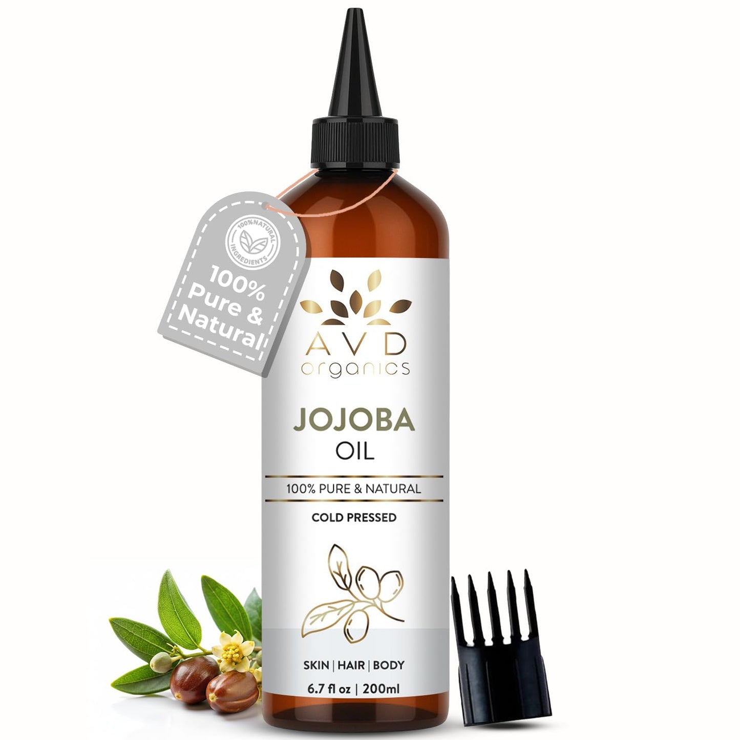 Jojoba Oil for Hair - Natural Cold-Pressed, Unrefined | 120ml (4.05 fl oz) - Ideal for Face, Scalp, Nails & Cuticles
