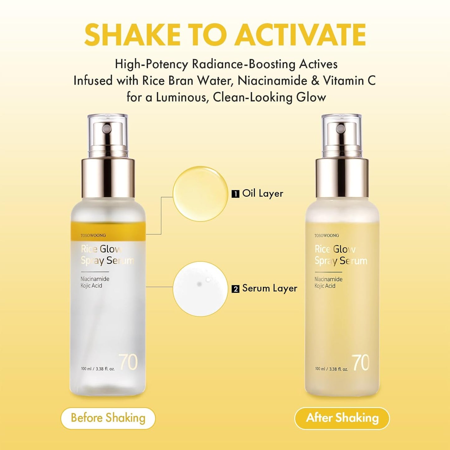 Rice Glow Spray Serum - Hydrating Face Mist with 70% Rice Bran Water, Vitamin C & Kojic Acid | 100ml