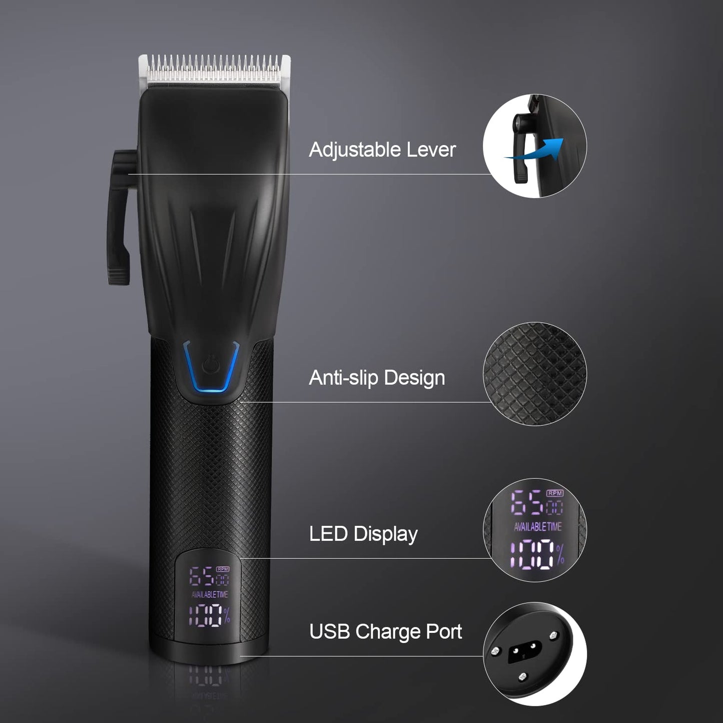 Dumite Professional Hair Clippers Trimmer Kit,Cordless Hair Clippers for Men,Barber Fading Clipper and Zero Gap T-Blade Trimmer Set with LED Display for Mens Gifts (Black)