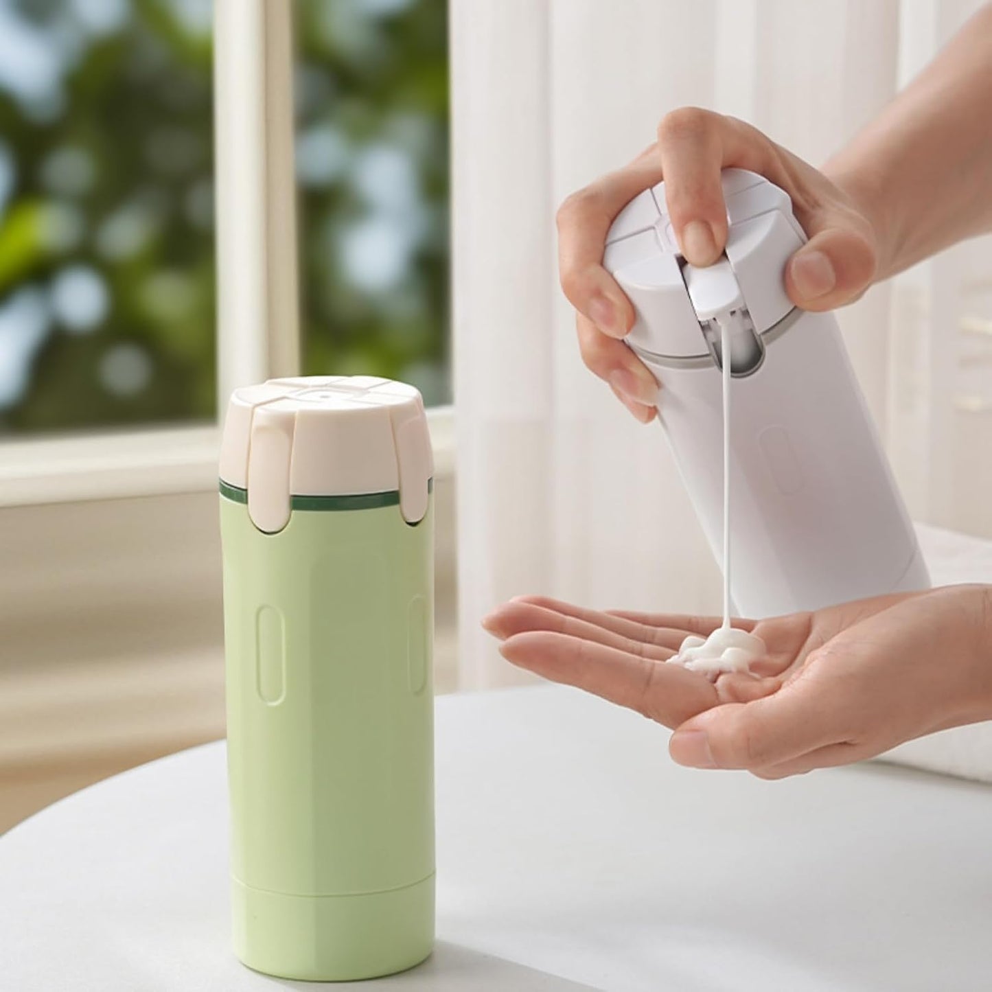 Travel Dispenser Set - 4 Pack 30ML Leak Proof Travel Bottles for Toiletries | Portable Shampoo, Lotion, Conditioner, Cream (Green)