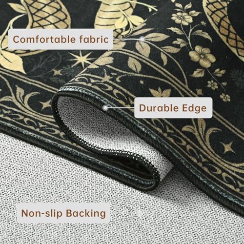 Machine Washable Snake Rug 2x3 - Gothic Floral Design for Living Room & Bedroom