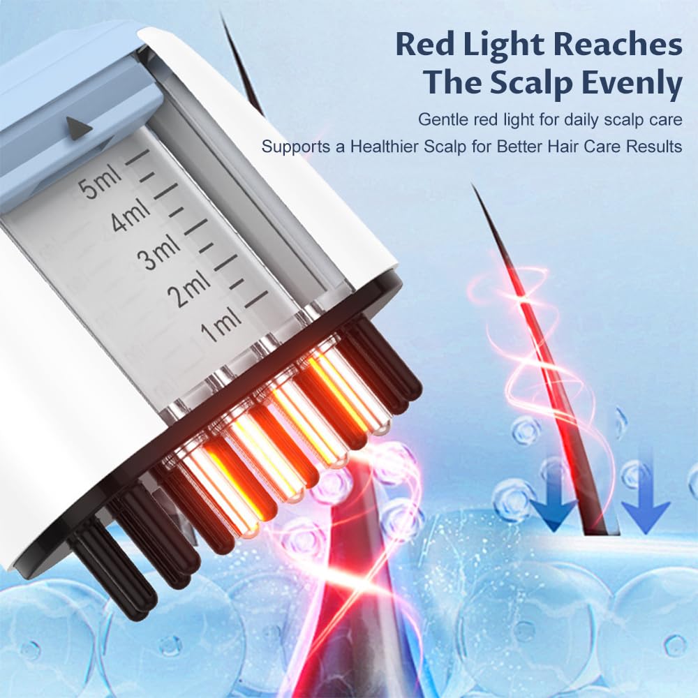 CHACONESS Red Light Scalp Applicator Comb, Electric Scalp Massager, Hair Oil & Serum Applicator, Vibrating Scalp Treatment Brush for Essential Oils, Daily Scalp Care, Storage Bag Included