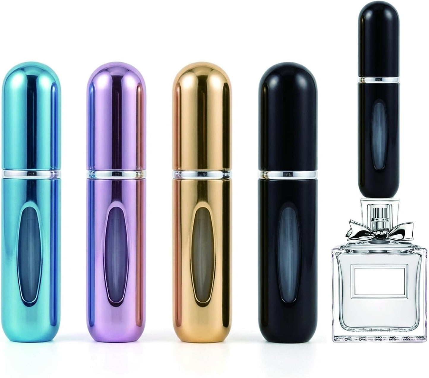 Portable Perfume Atomizer Bottle - Refillable 5ml Mini Spray for Travel | 4-Pack for Men & Women