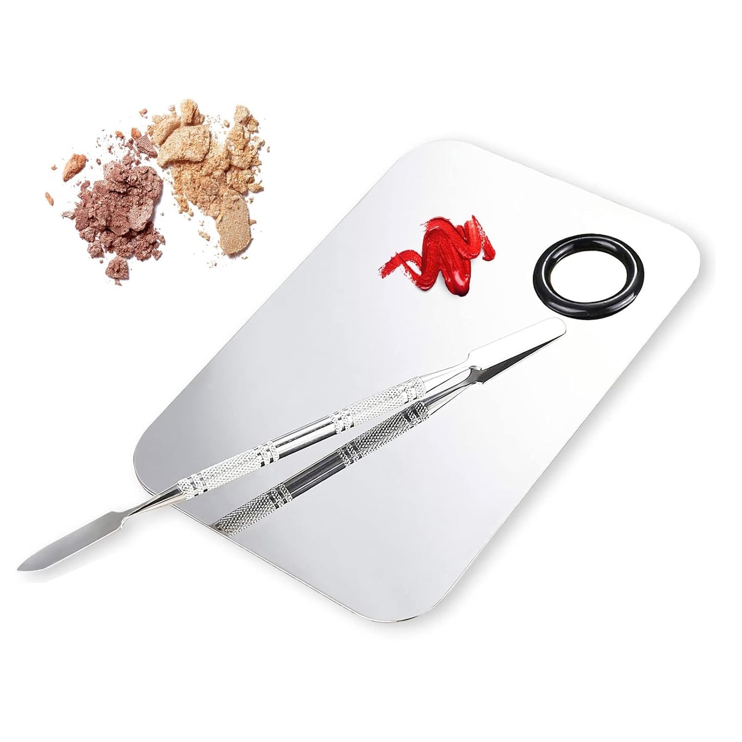 Makeup Mixing Palette - Upgraded Stainless Steel Tray with Spatula for Foundation & Nail Art