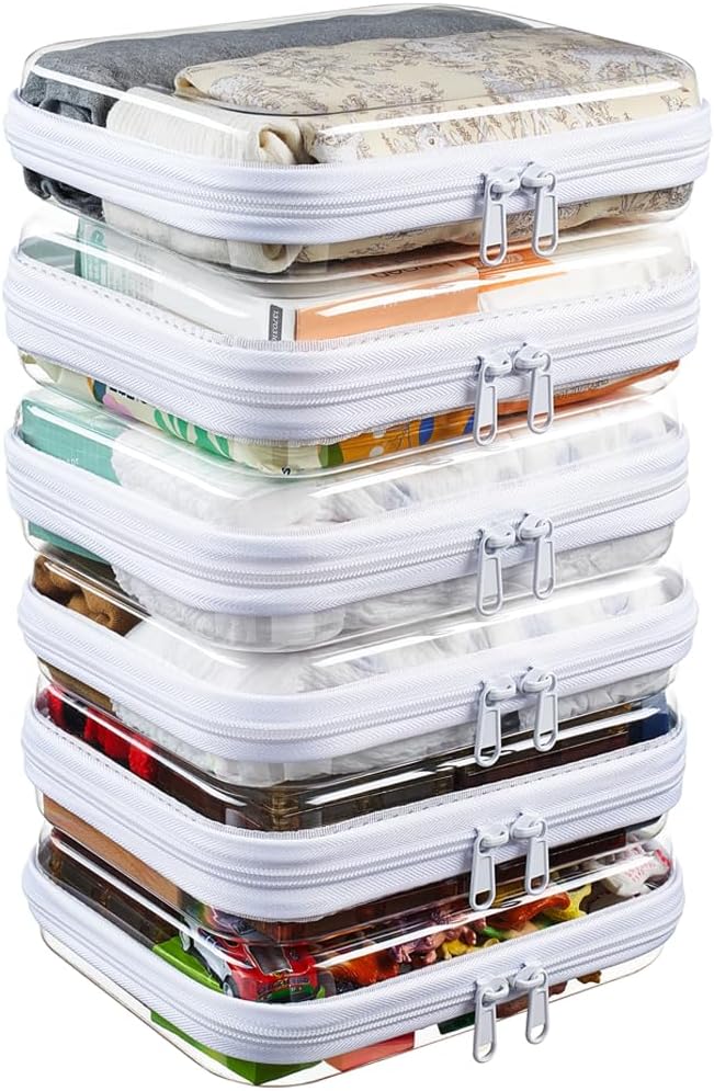 Clear Hard Shell Zipper Pouches - 3-Pack Medium Storage Bags for Purse, Diaper Bag & Travel Essentials | Durable Design