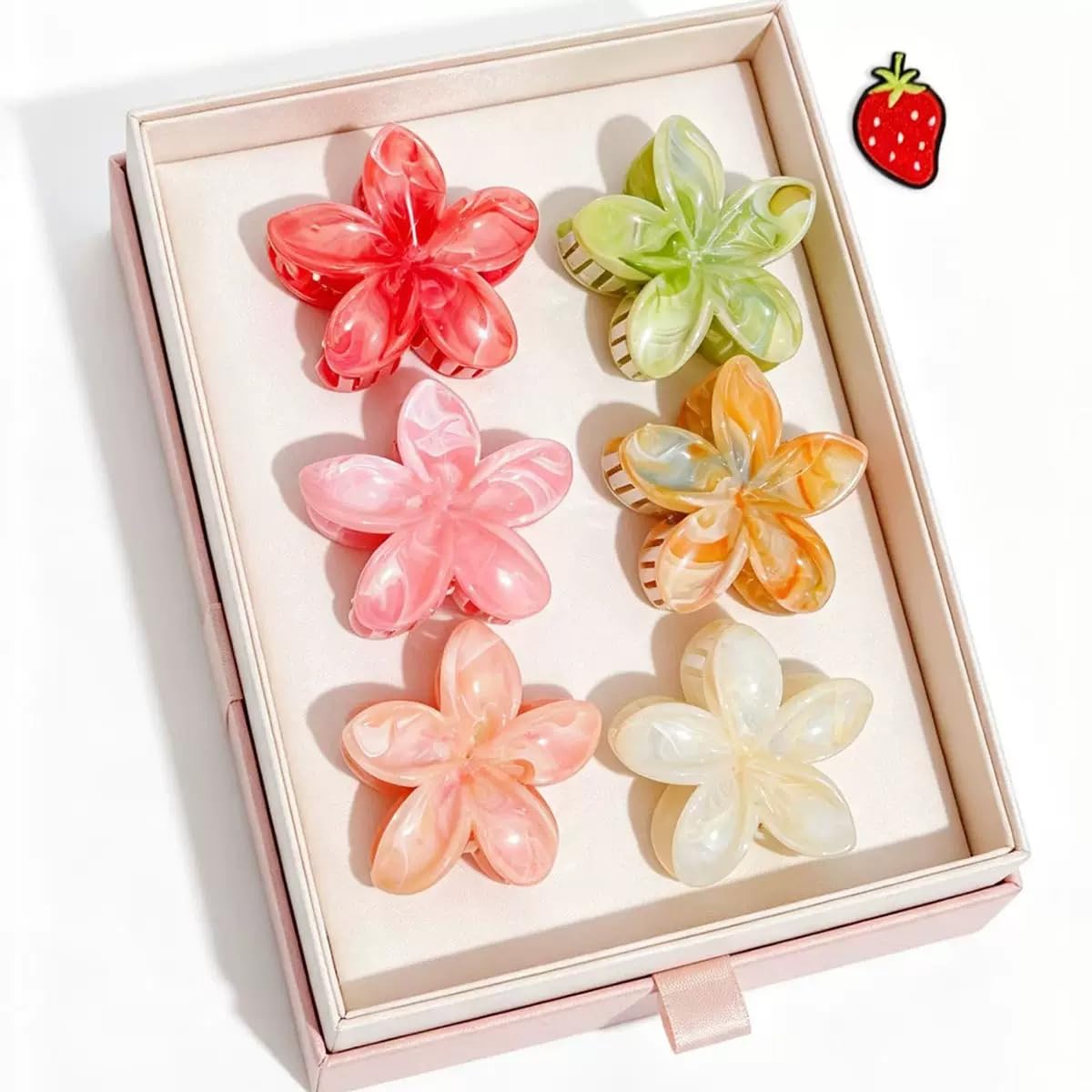 Hawaiian Flower Hair Clips - 6 Pcs Nonslip Plumeria & Daisy Beach Accessories | Strong Hold for Women